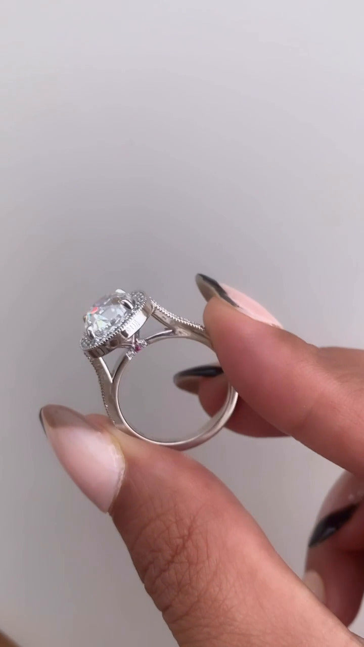 Haven Cushion Halo Moissanite Engagement Ring