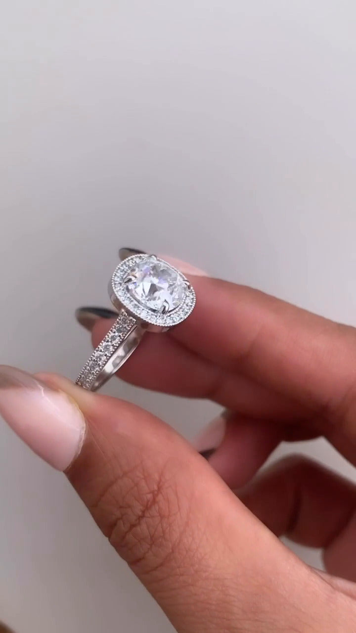 Haven Cushion Halo Moissanite Engagement Ring
