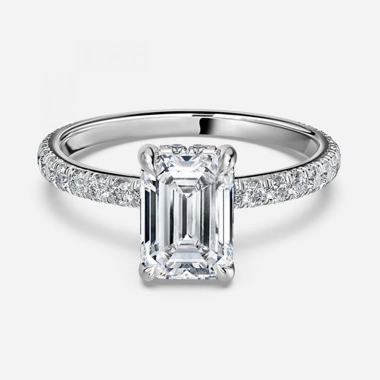 Siobhan Emerald Hidden Halo Moissanite Engagement Ring