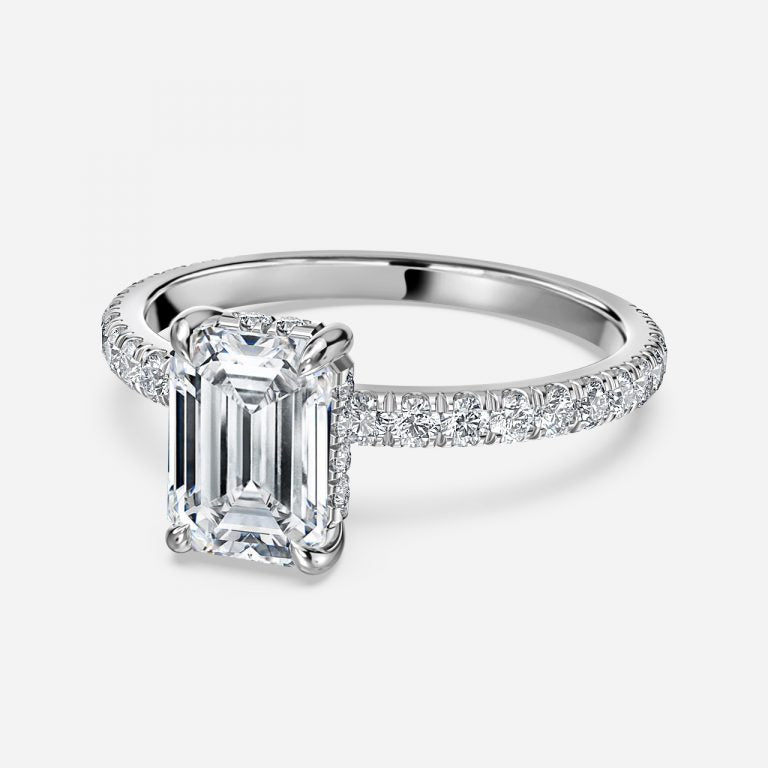 Siobhan Emerald Hidden Halo Moissanite Engagement Ring