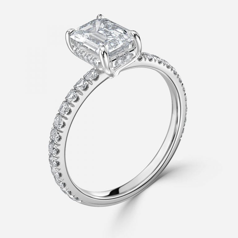 Siobhan Emerald Hidden Halo Moissanite Engagement Ring