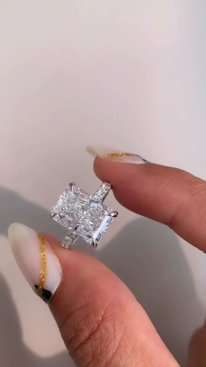Siobhan Radiant Hidden Halo Moissanite Engagement Ring