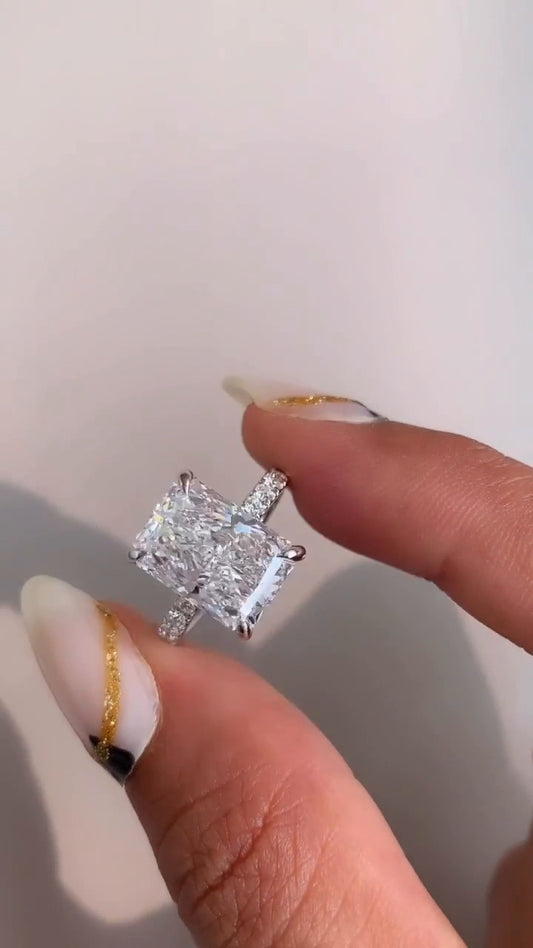 Siobhan Radiant Hidden Halo Moissanite Engagement Ring
