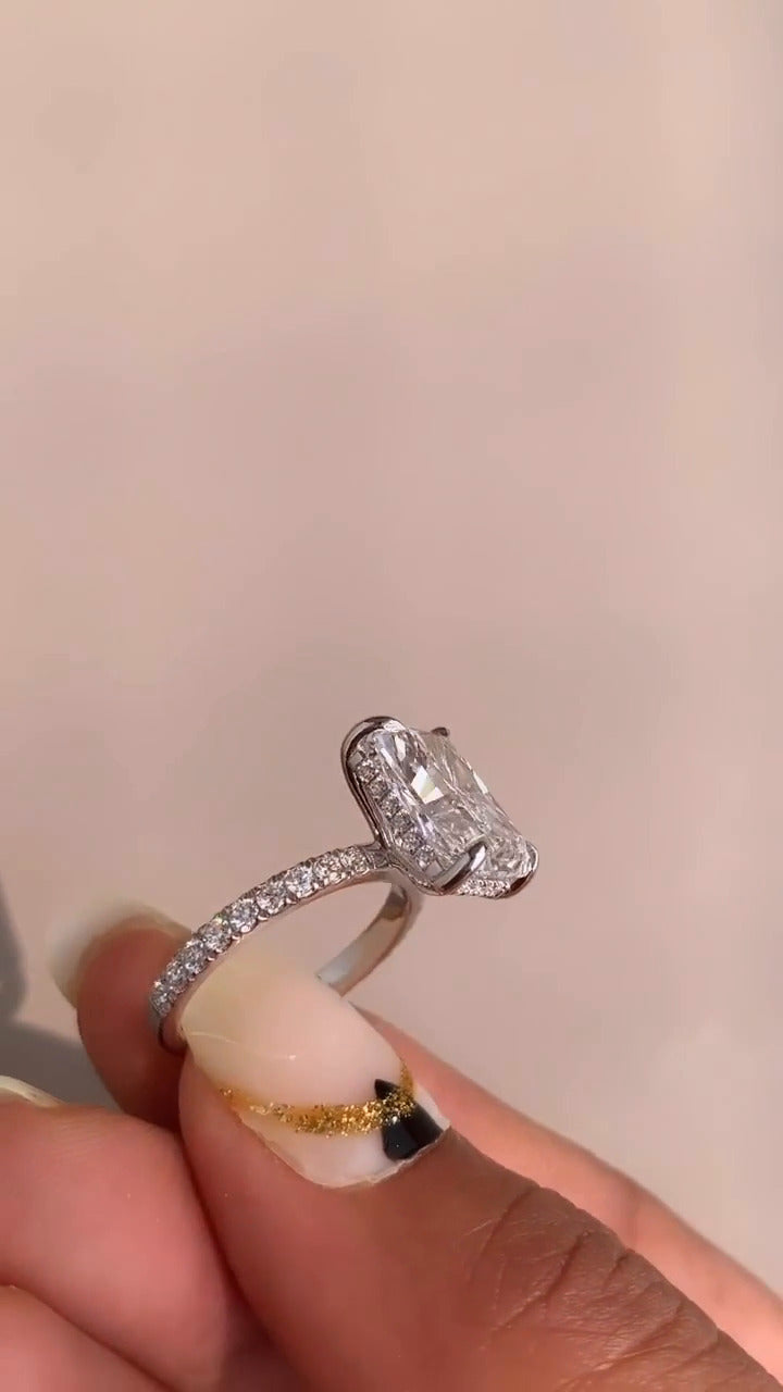 Siobhan Radiant Hidden Halo Moissanite Engagement Ring