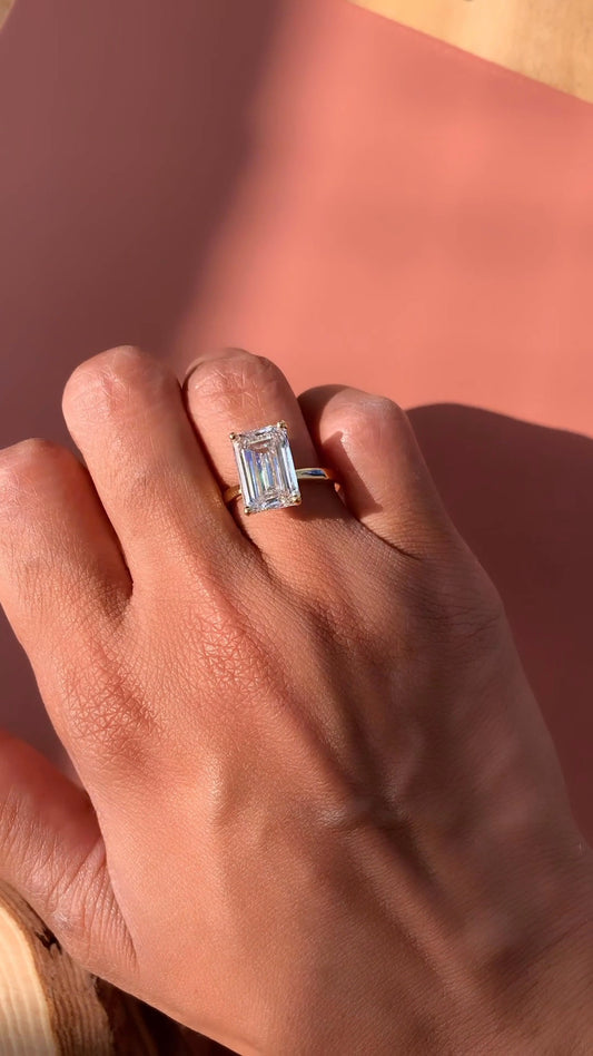 Idalia Emerald Solitaire Moissanite Engagement Ring