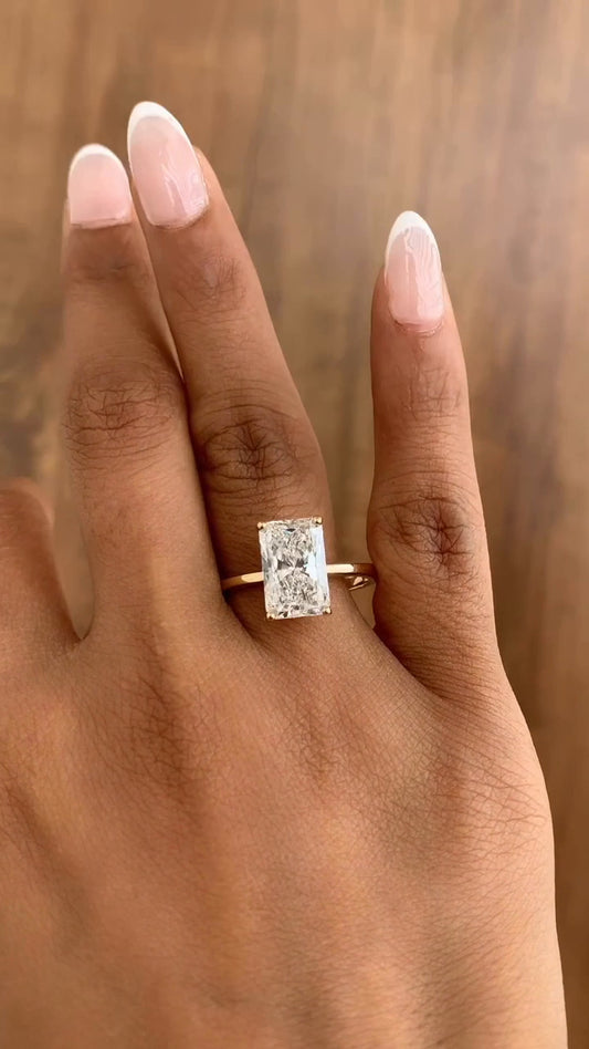 Idalia Radiant Solitaire Moissanite Engagement Ring