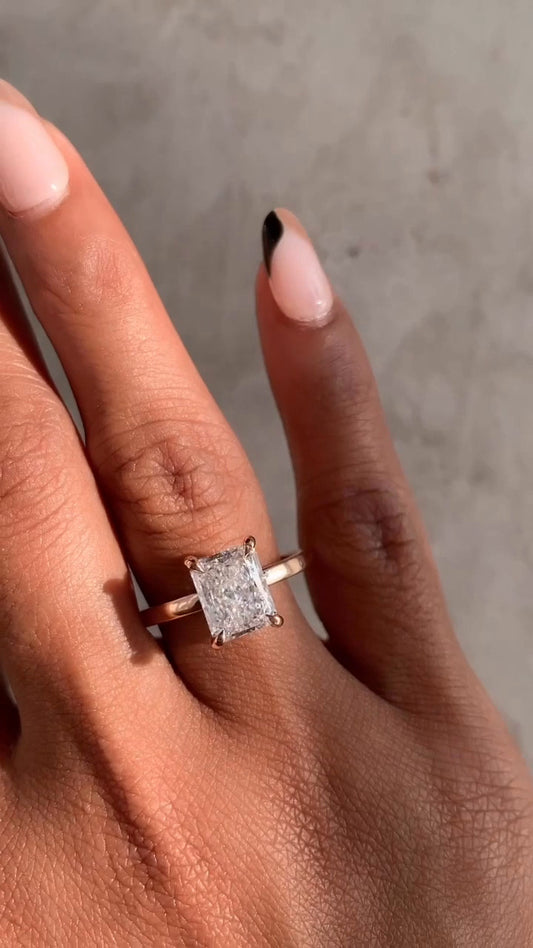 Idra Radiant Hidden Halo Moissanite Engagement Ring