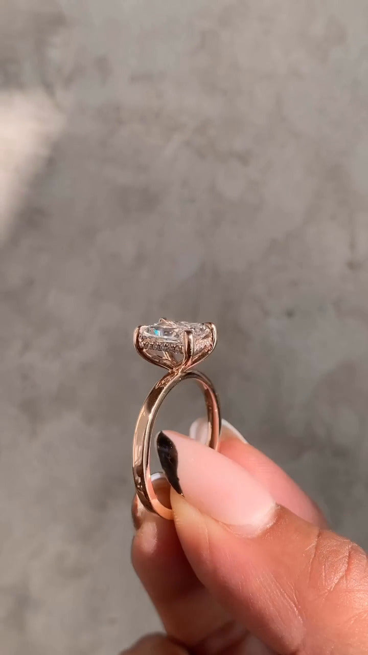 Idra Radiant Hidden Halo Moissanite Engagement Ring