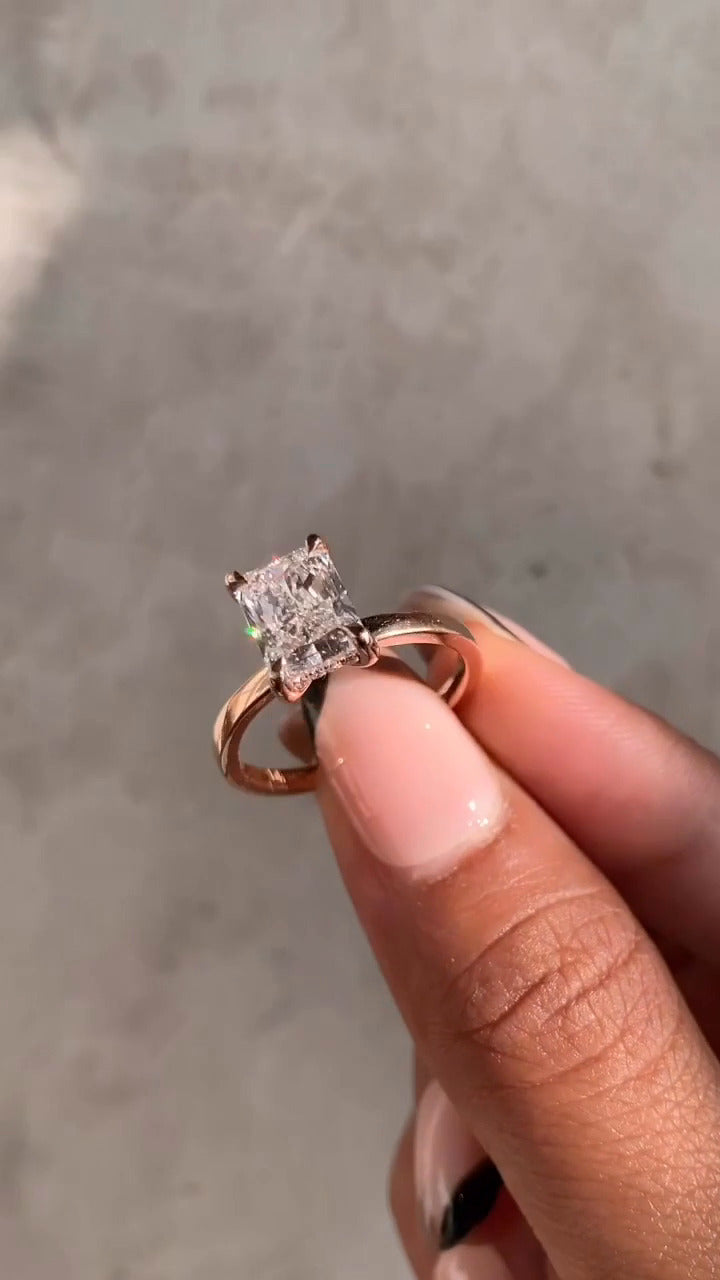 Idra Radiant Hidden Halo Moissanite Engagement Ring