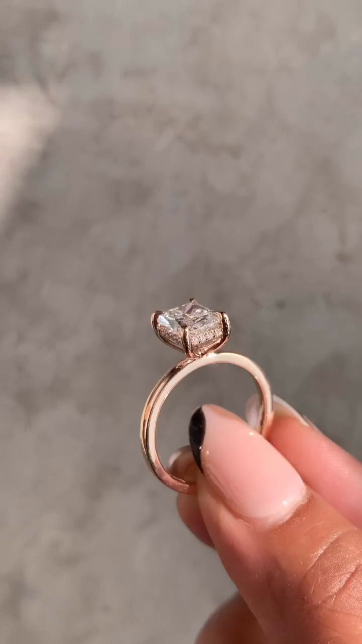 Idra Radiant Hidden Halo Moissanite Engagement Ring