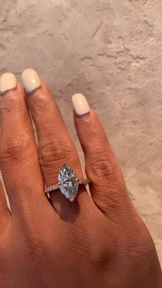 Inez Marquise Hidden Halo Moissanite Engagement Ring