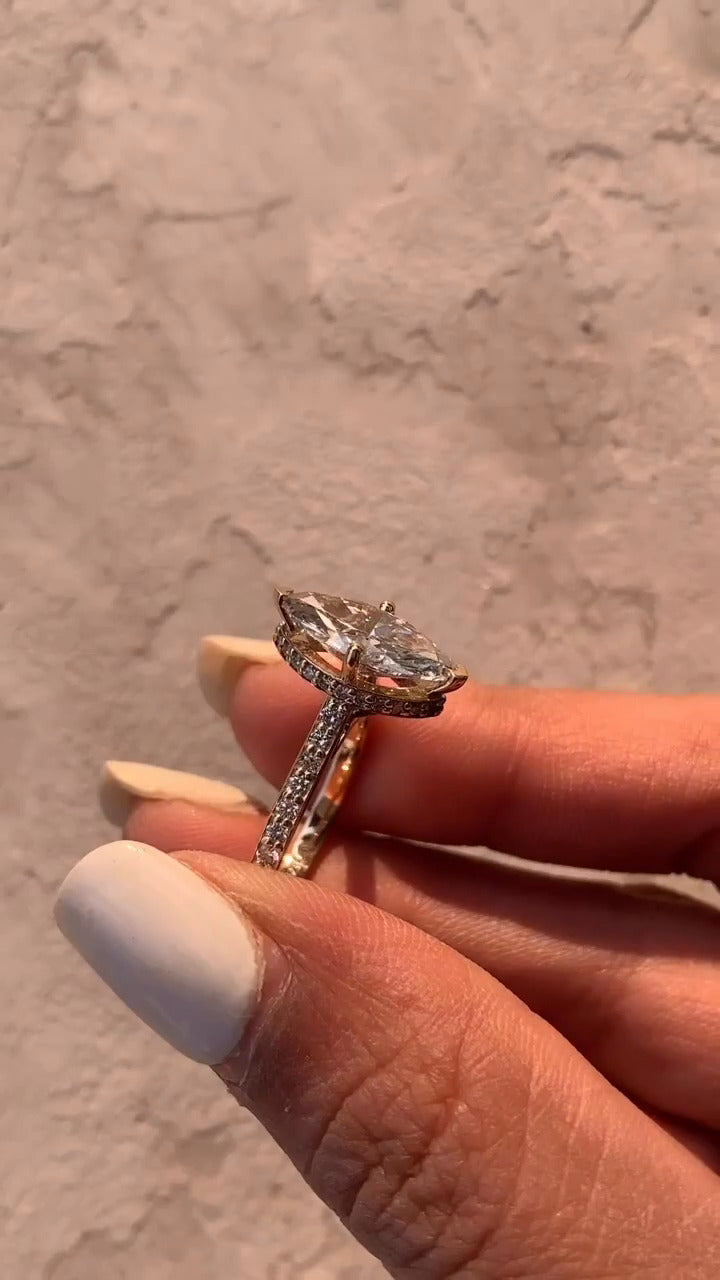 Inez Marquise Hidden Halo Moissanite Engagement Ring