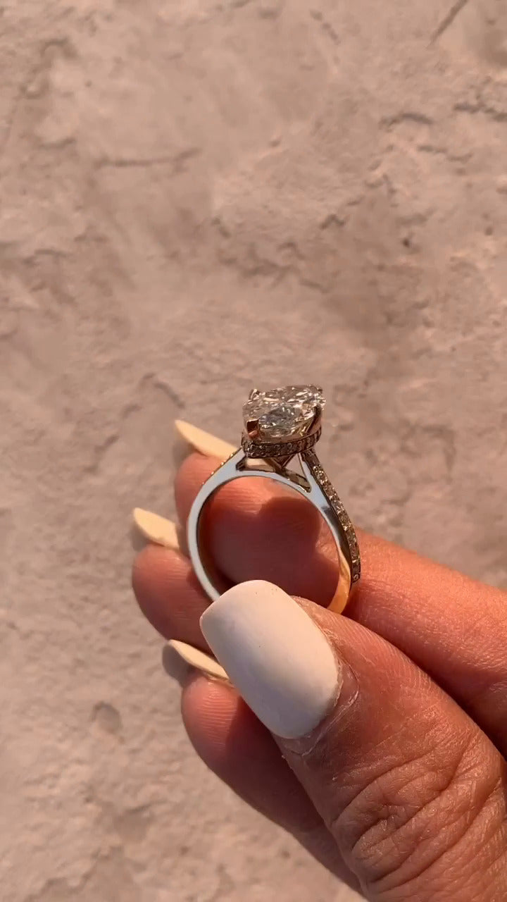 Inez Marquise Hidden Halo Moissanite Engagement Ring