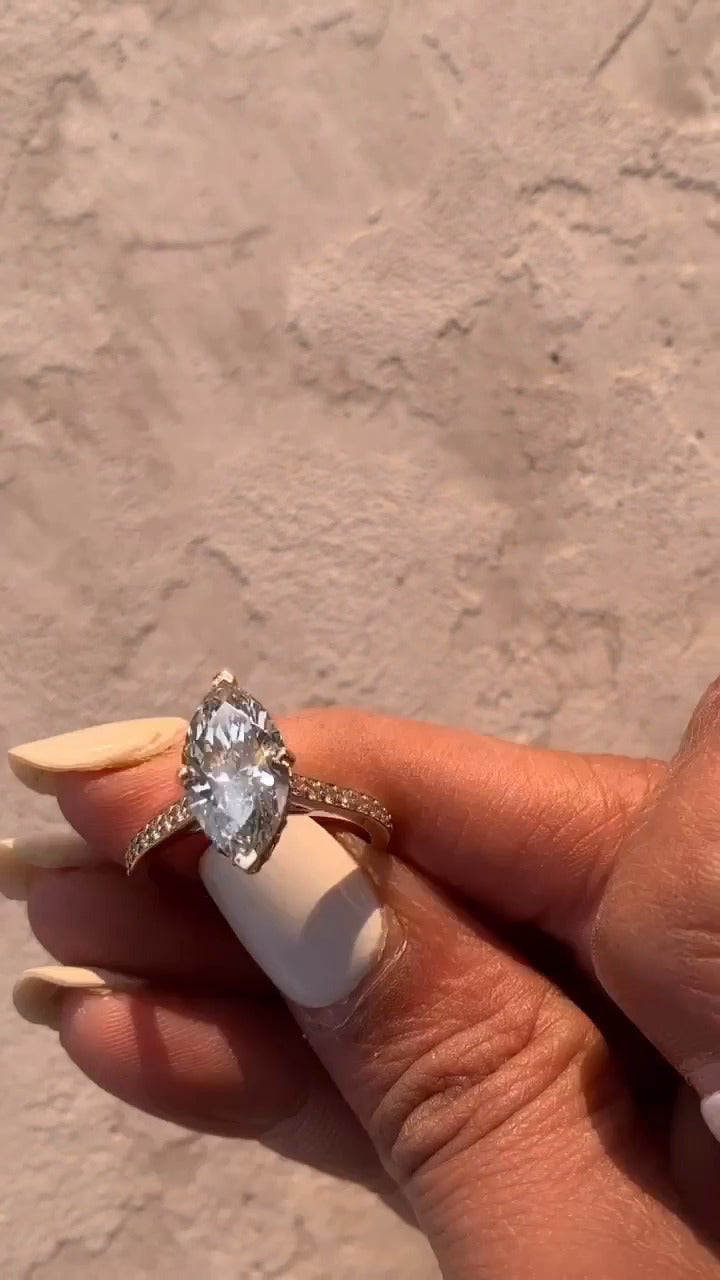 Inez Marquise Hidden Halo Moissanite Engagement Ring