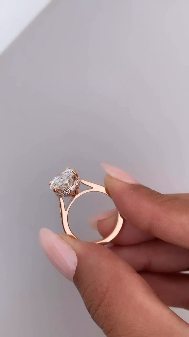 Inez Oval Hidden Halo Moissanite Engagement Ring
