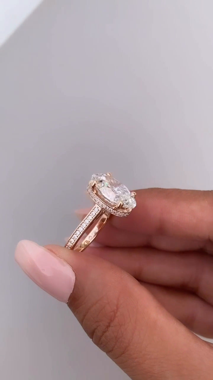 Inez Oval Hidden Halo Moissanite Engagement Ring