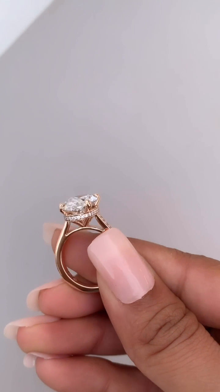 Inez Oval Hidden Halo Moissanite Engagement Ring