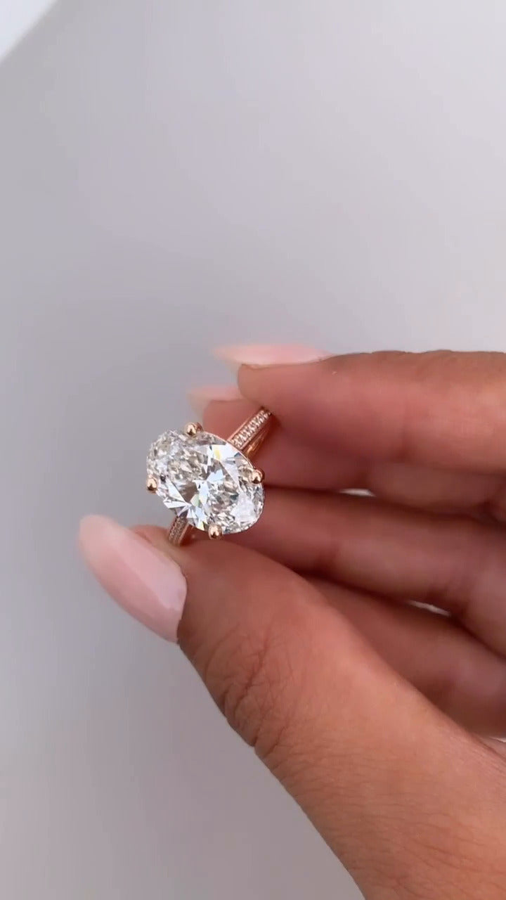 Inez Oval Hidden Halo Moissanite Engagement Ring