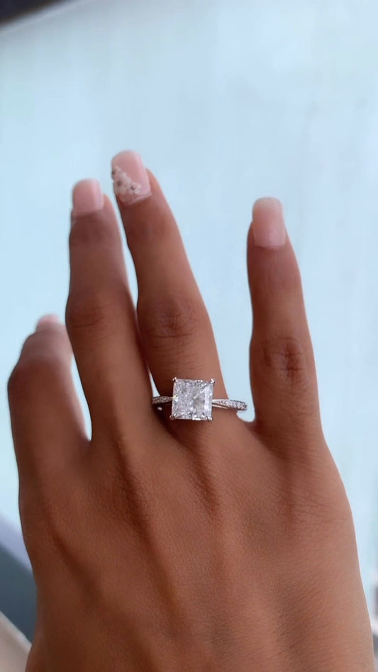 Isolde Princess Diamond Band Moissanite Engagement Ring