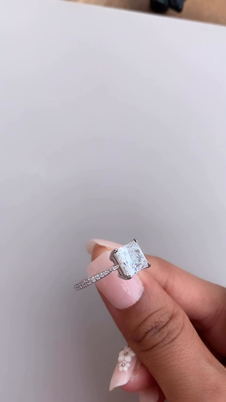 Isolde Princess Diamond Band Moissanite Engagement Ring