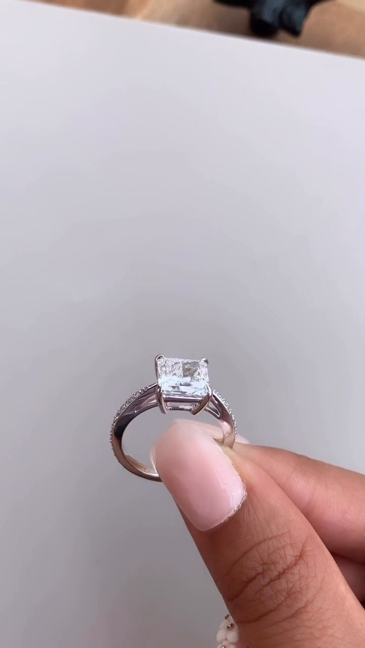 Isolde Princess Diamond Band Moissanite Engagement Ring