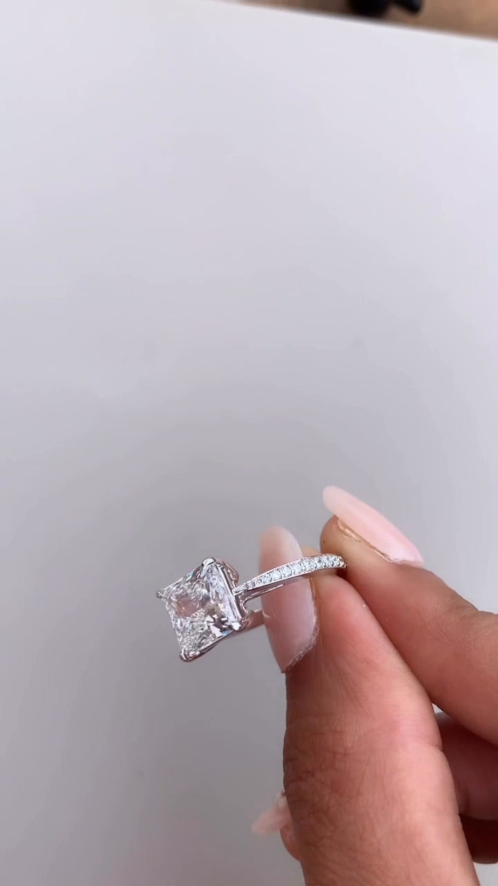 Isolde Princess Diamond Band Moissanite Engagement Ring