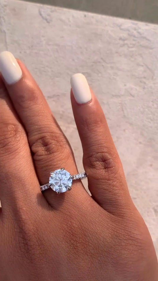 Jael Round Diamond Band Moissanite Engagement Ring