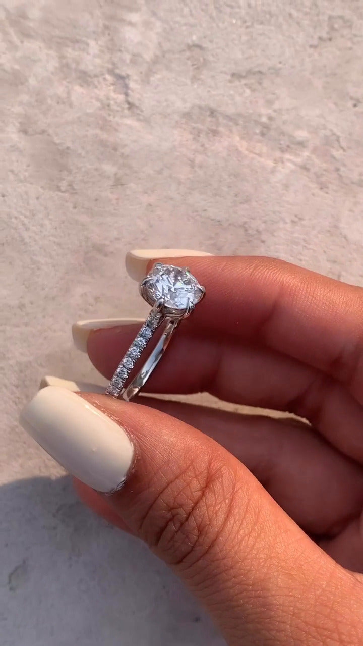 Jael Round Diamond Band Moissanite Engagement Ring