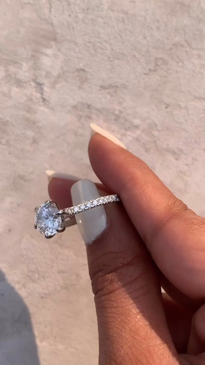 Jael Round Diamond Band Moissanite Engagement Ring
