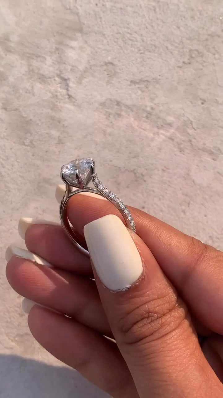 Jael Round Diamond Band Moissanite Engagement Ring