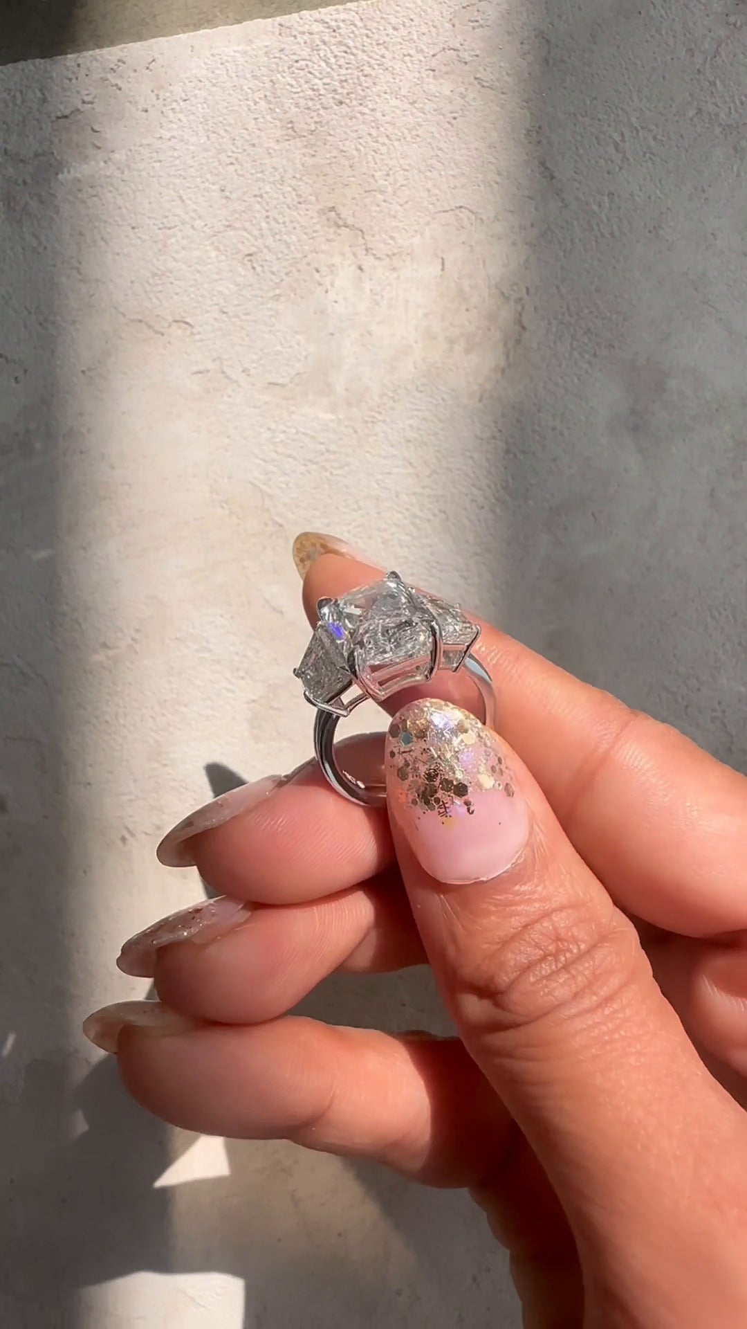 Jara Oval Three Stone Moissanite Engagement Ring