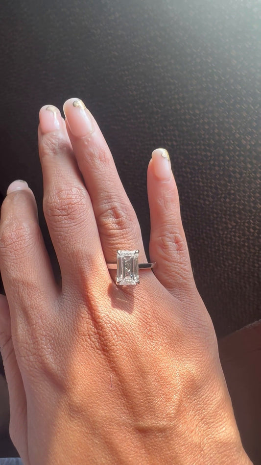 Jessalyn Emerald Hidden Halo Moissanite Engagement Ring