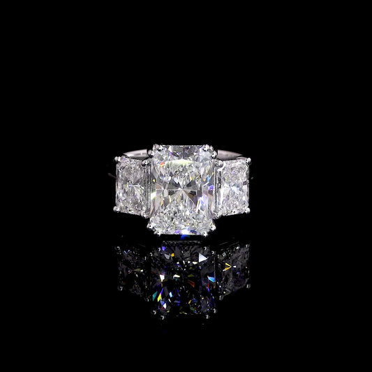Jessamine Radiant Three Stone Moissanite Engagement Ring