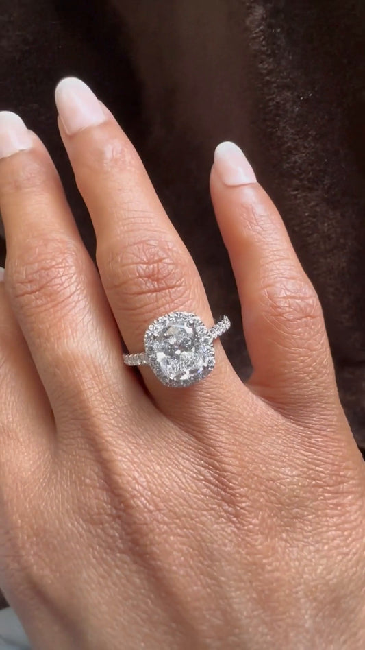 Joliette Cushion Halo Moissanite Engagement Ring