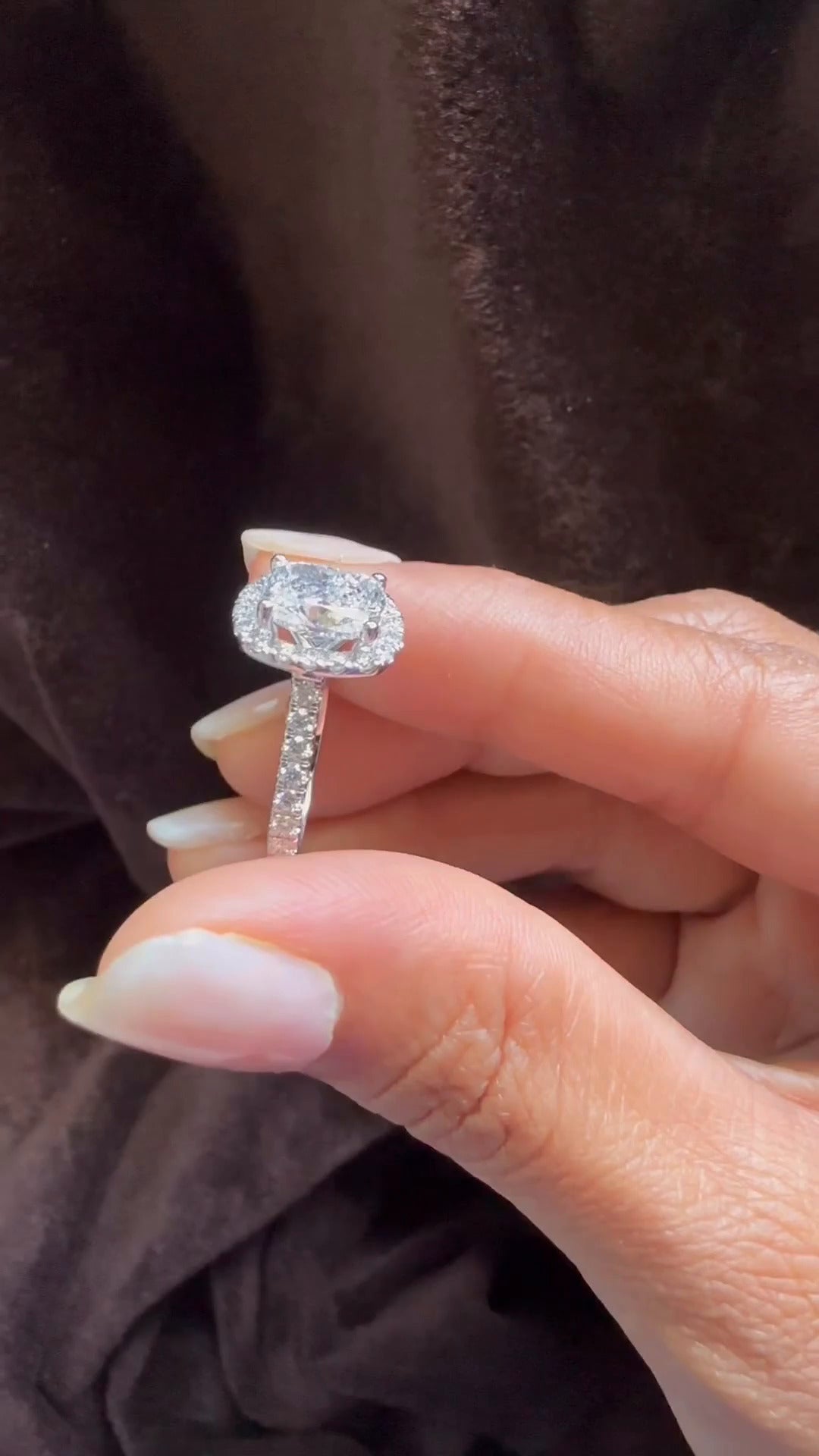 Joliette Cushion Halo Moissanite Engagement Ring