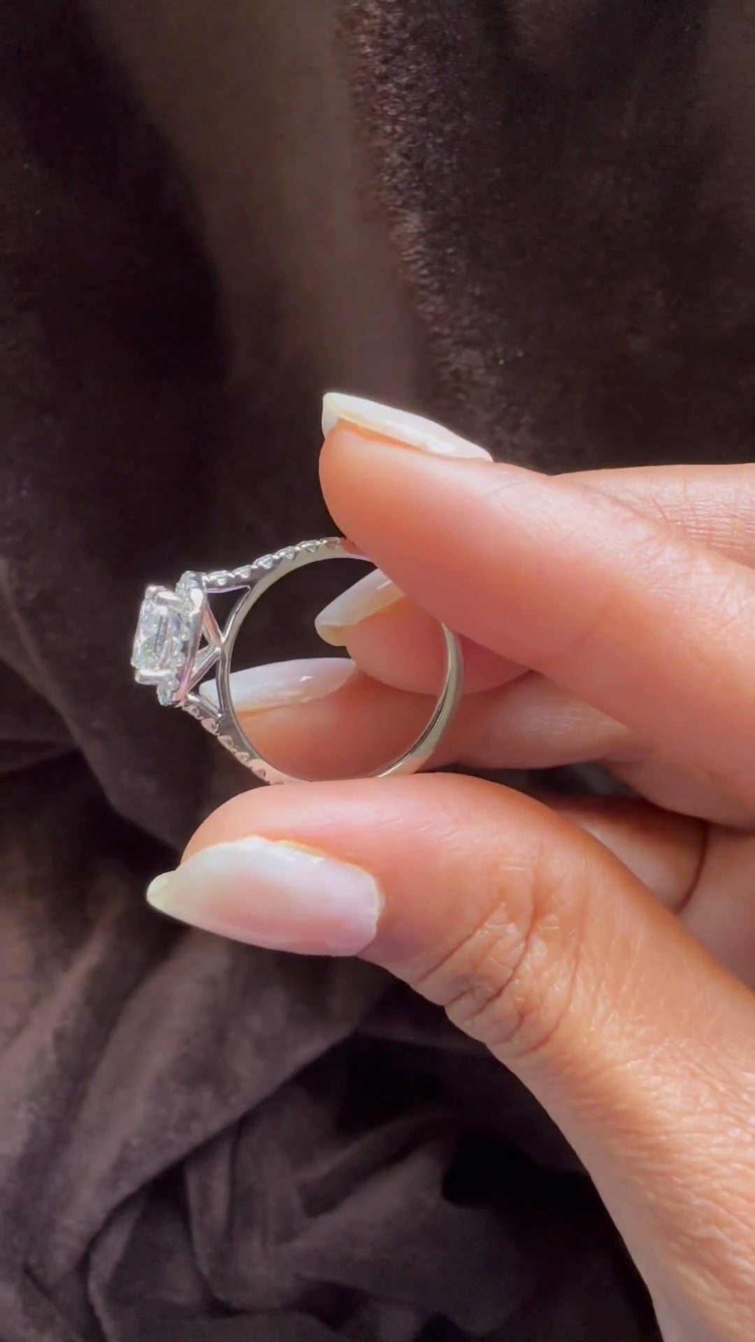 Joliette Cushion Halo Moissanite Engagement Ring