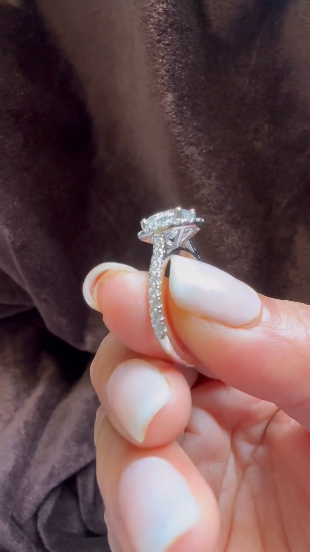 Joliette Cushion Halo Moissanite Engagement Ring