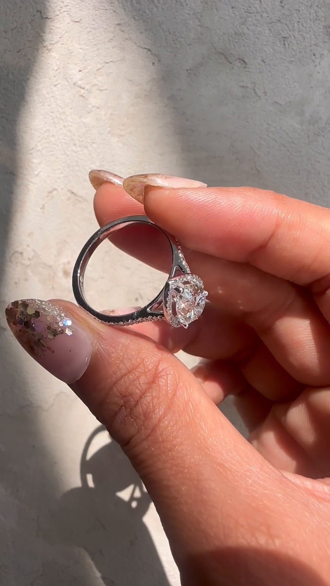 Joliette Pear Halo Moissanite Engagement Ring