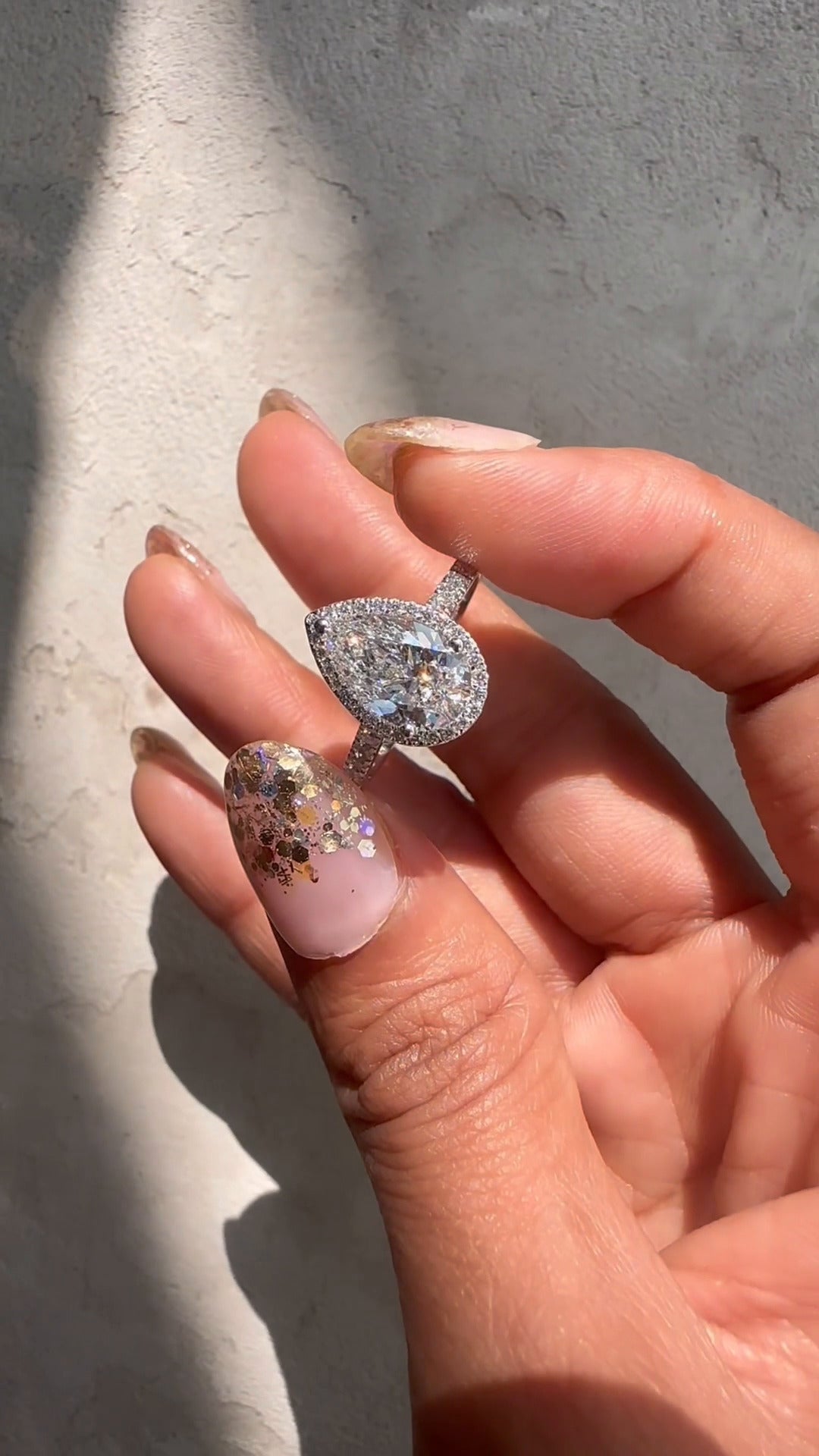 Joliette Pear Halo Moissanite Engagement Ring