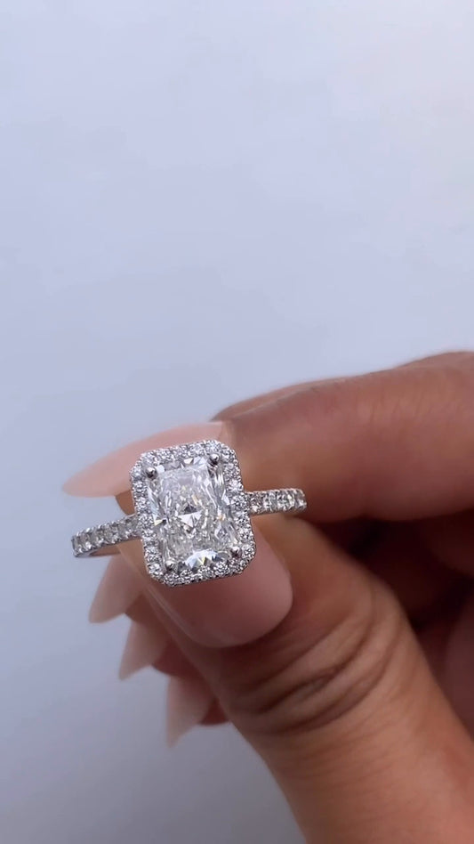 Joliette Radiant Halo Moissanite Engagement Ring