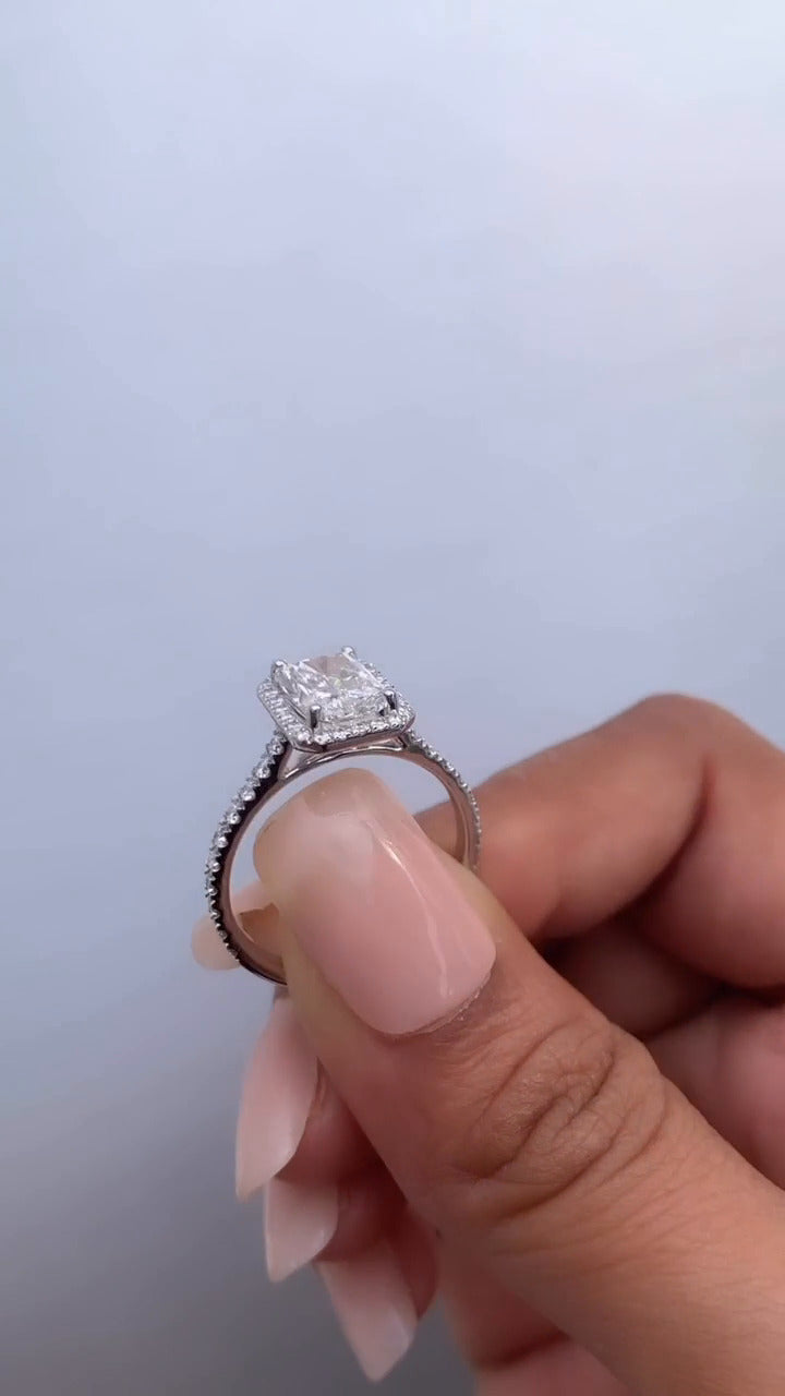 Joliette Radiant Halo Moissanite Engagement Ring
