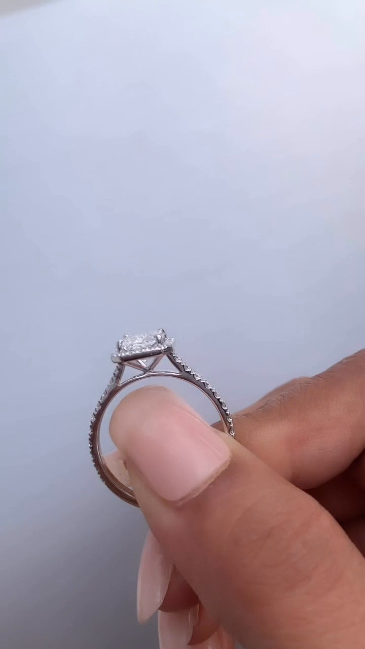 Joliette Radiant Halo Moissanite Engagement Ring