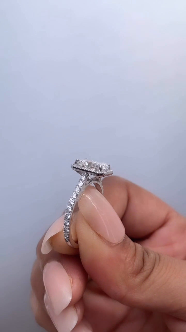 Joliette Radiant Halo Moissanite Engagement Ring