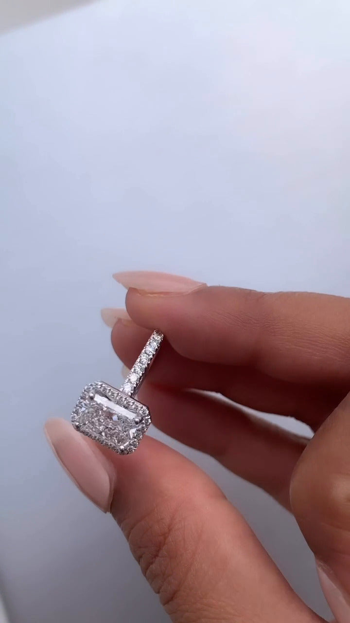 Joliette Radiant Halo Moissanite Engagement Ring