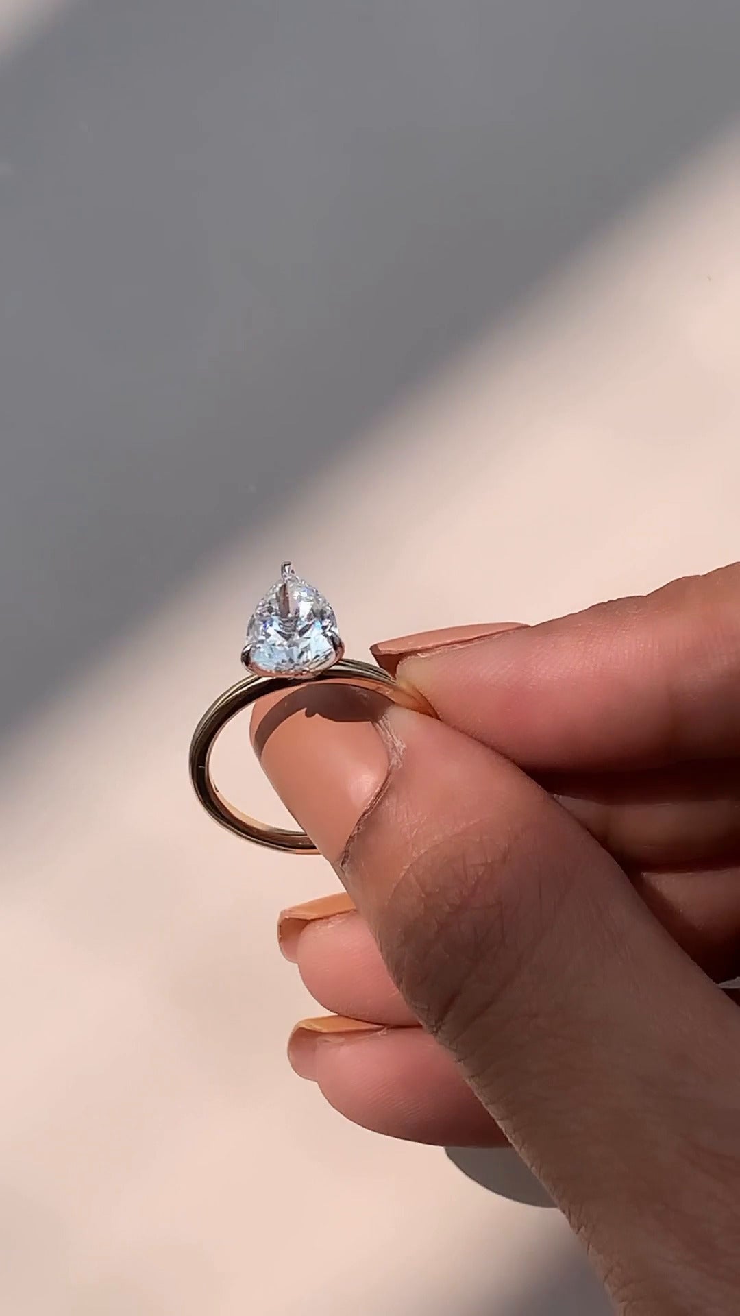 Kalista Pear Two Tone Solitaire Moissanite Engagement Ring