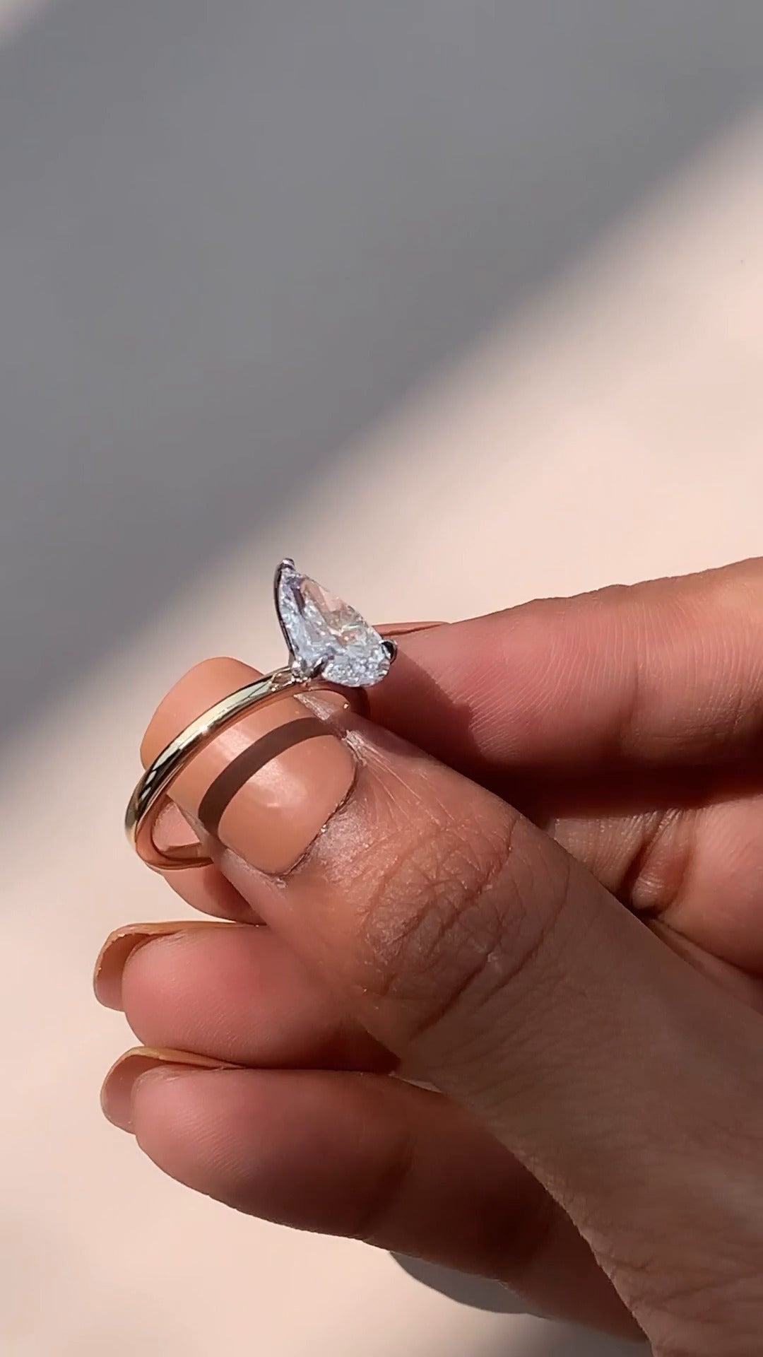 Kalista Pear Two Tone Solitaire Moissanite Engagement Ring