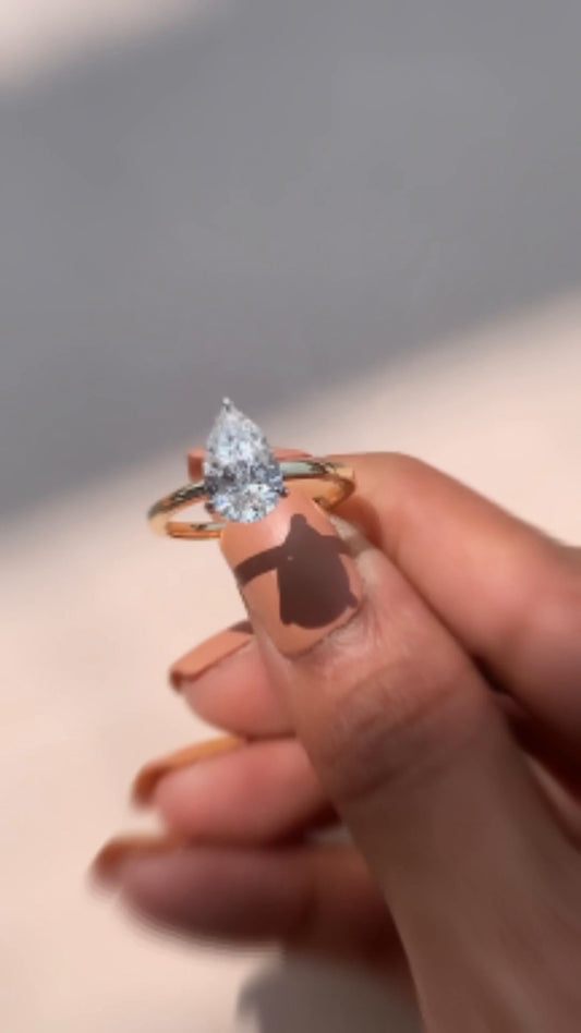 Kalista Pear Two Tone Solitaire Moissanite Engagement Ring