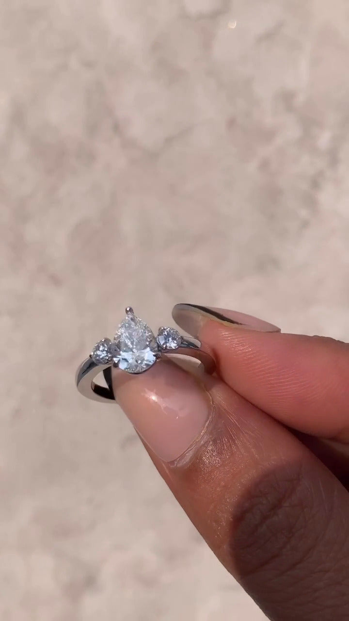 Kaori Pear Three Stone Moissanite Engagement Ring