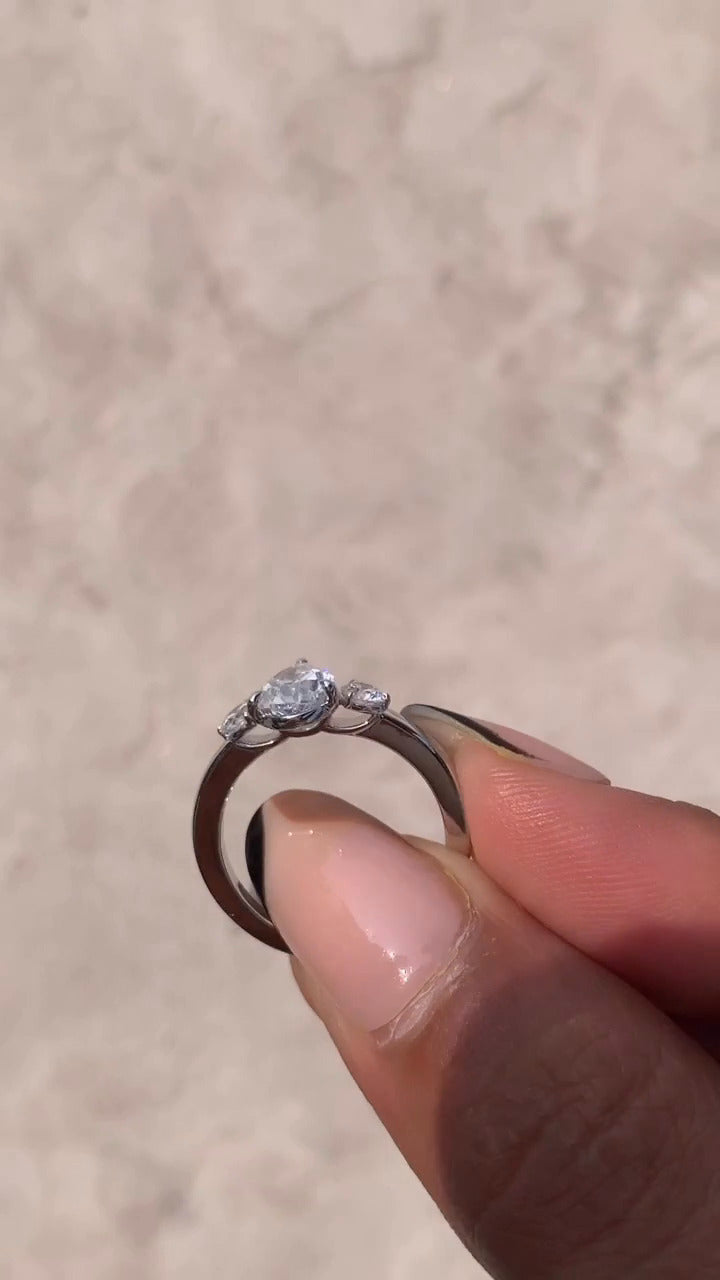 Kaori Pear Three Stone Moissanite Engagement Ring
