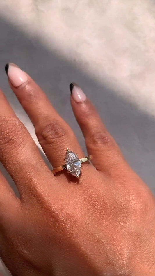 Katherine Marquise Solitaire Moissanite Engagement Ring